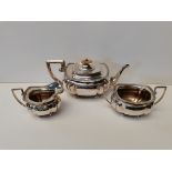 3 piece Chester silver tea set 955g