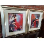 Pair of prints of Spanish dancers size 65cm x 55cm