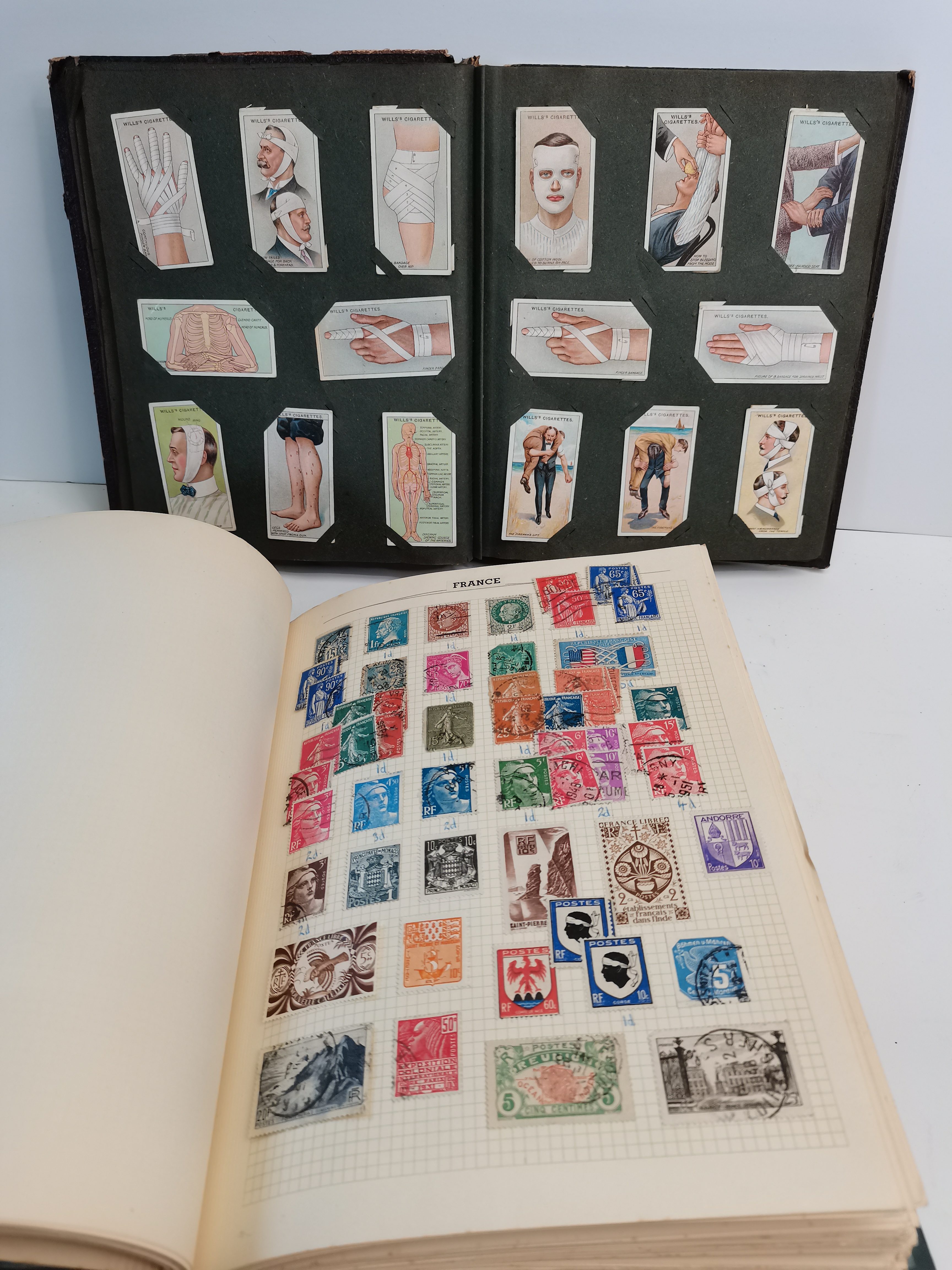 Cigarette cards and stamps