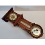 Antique combination wall clock and barometer