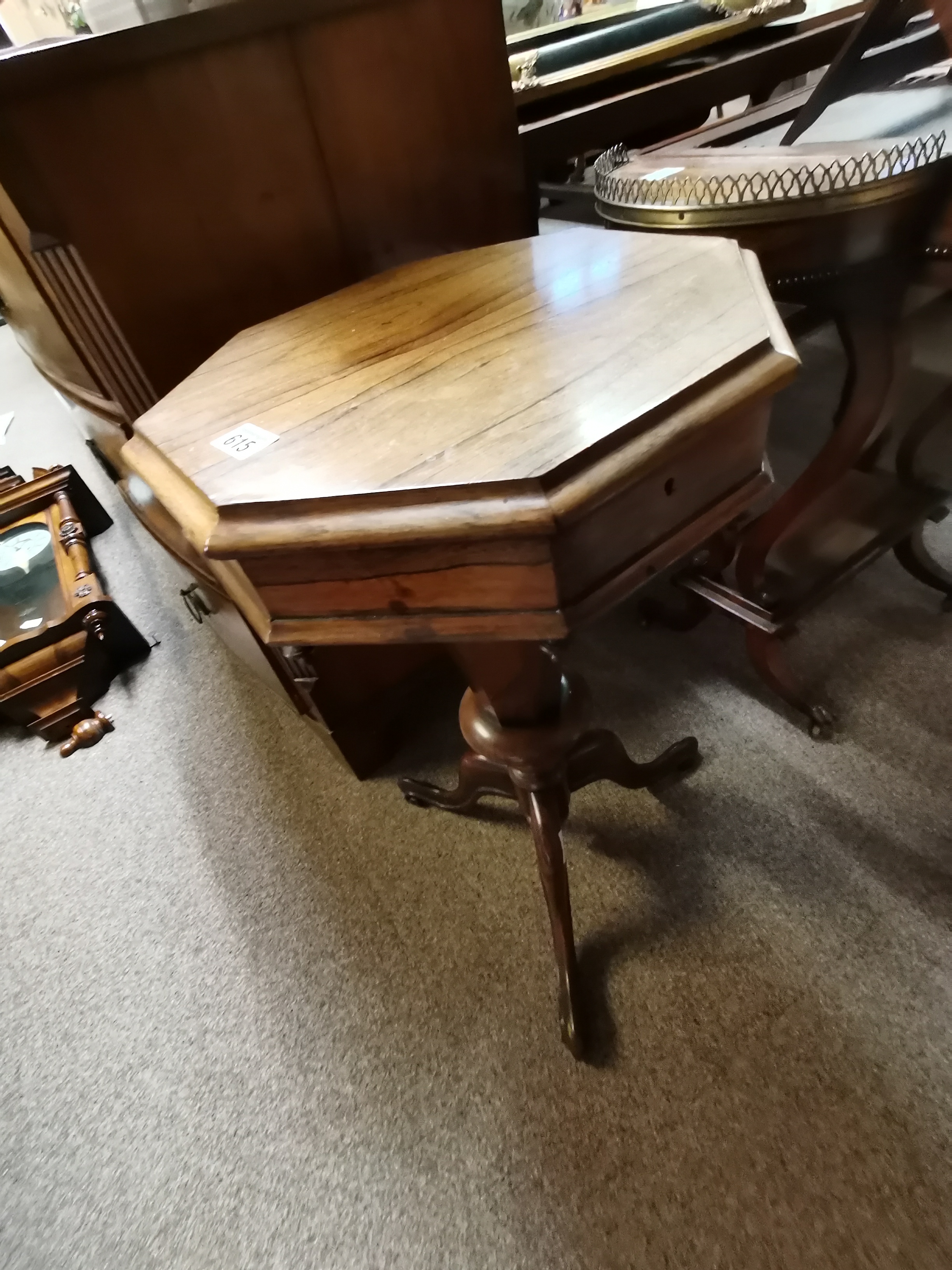 Antique rosewood sewing table