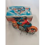 Technofix clockwork vintage tin toy motocycle in original box excellent working condition ( box