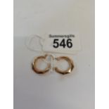 Gold faceted hoop earrings - no mark