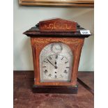 Antique mahogany bracket clock with silvered face