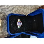 9ct Gold ring with white and purple stones Size N 4grams