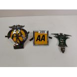 x2 AA badges and Sunbeam Talbot owners club badge