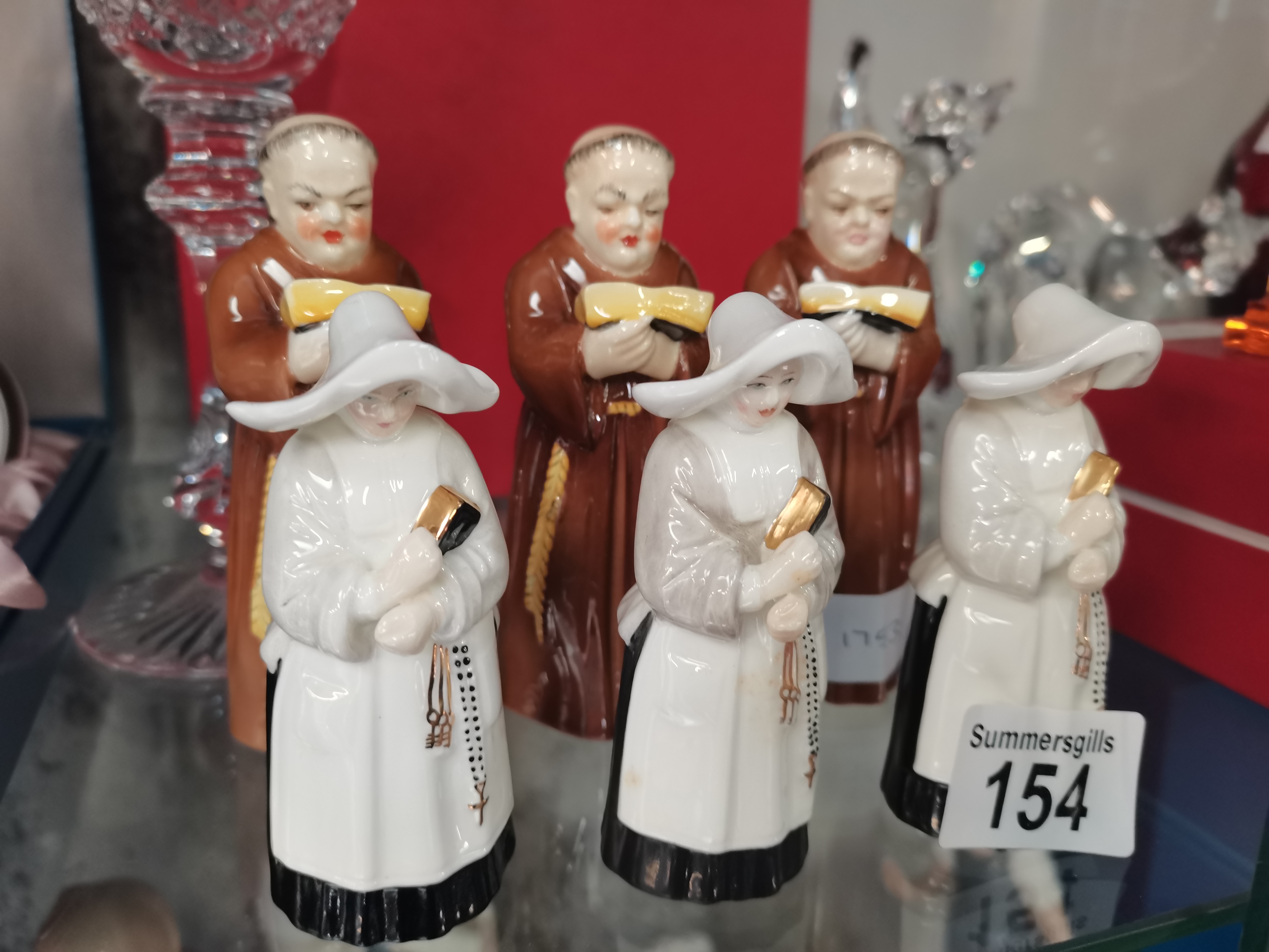 X3 Royal Worcester Nuns and X3 Royal Worcester Monks