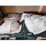 2 x boxes of linen and vintage lace