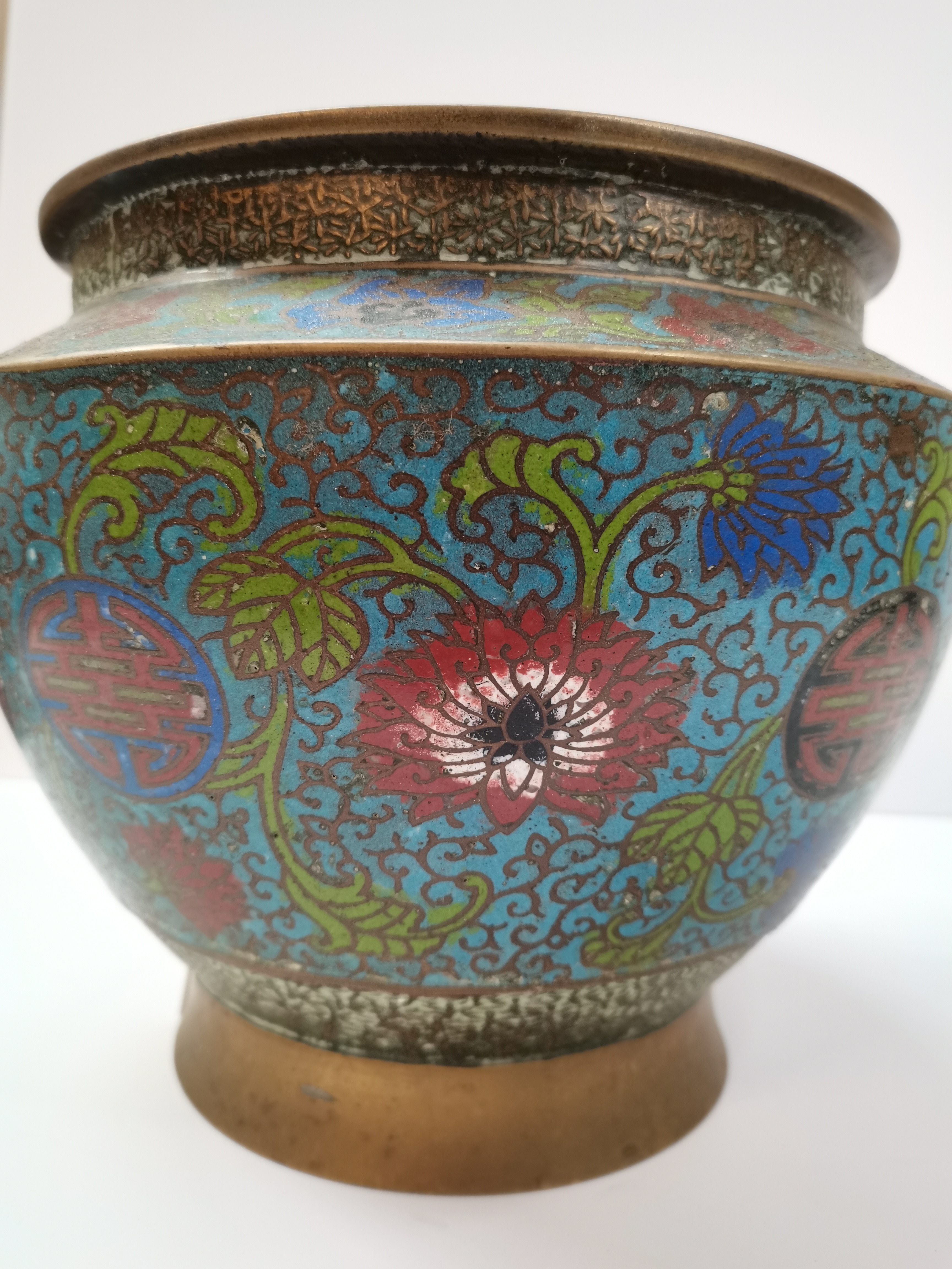 Cloisonne Green bowl D21cm H21cm good condition some signs of wear - Image 6 of 8