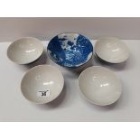 X5 Blue and White Chinese bowls Plus 1 Platw