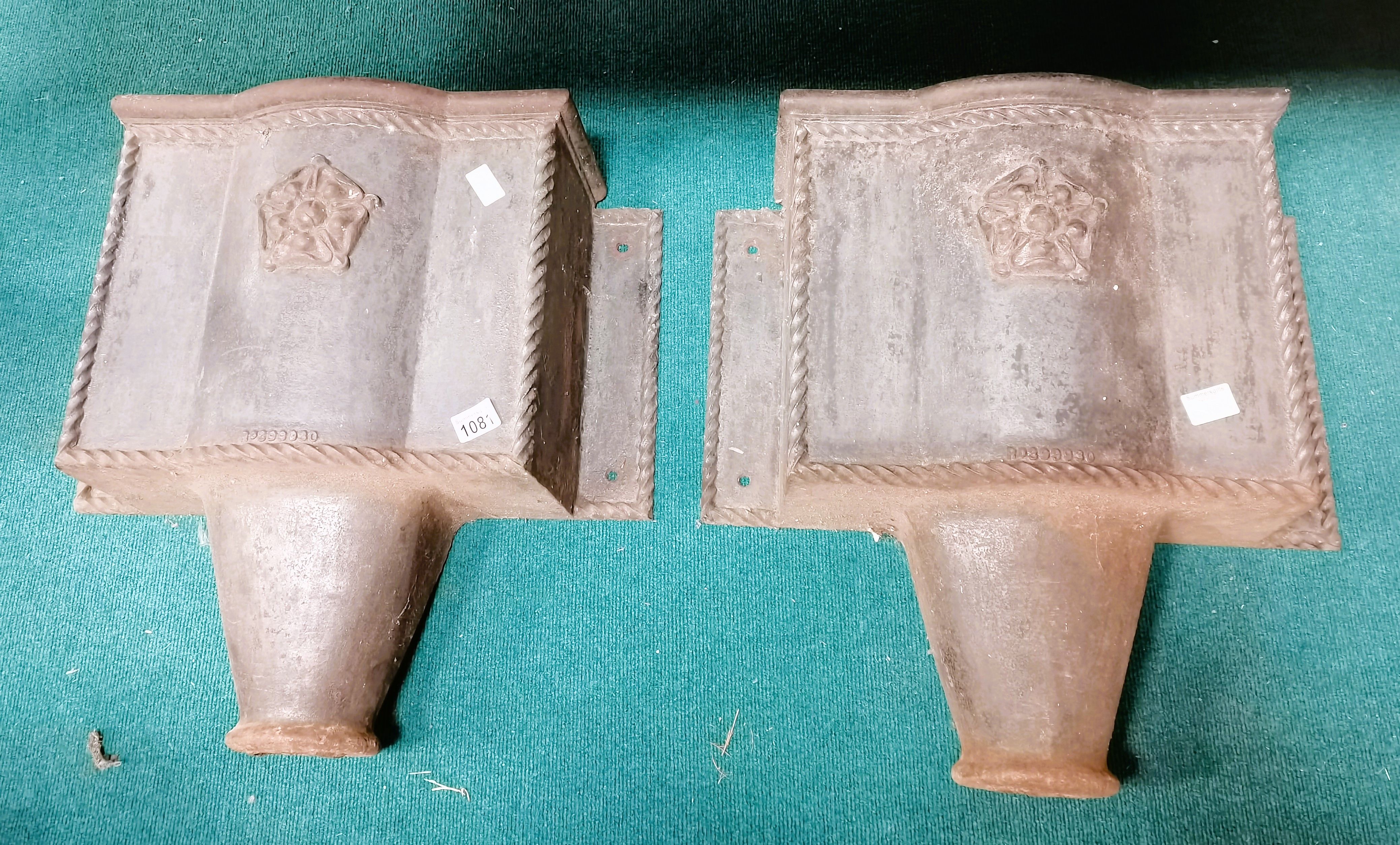 X2 cast iron antique gutter hoppers with Yorkshire