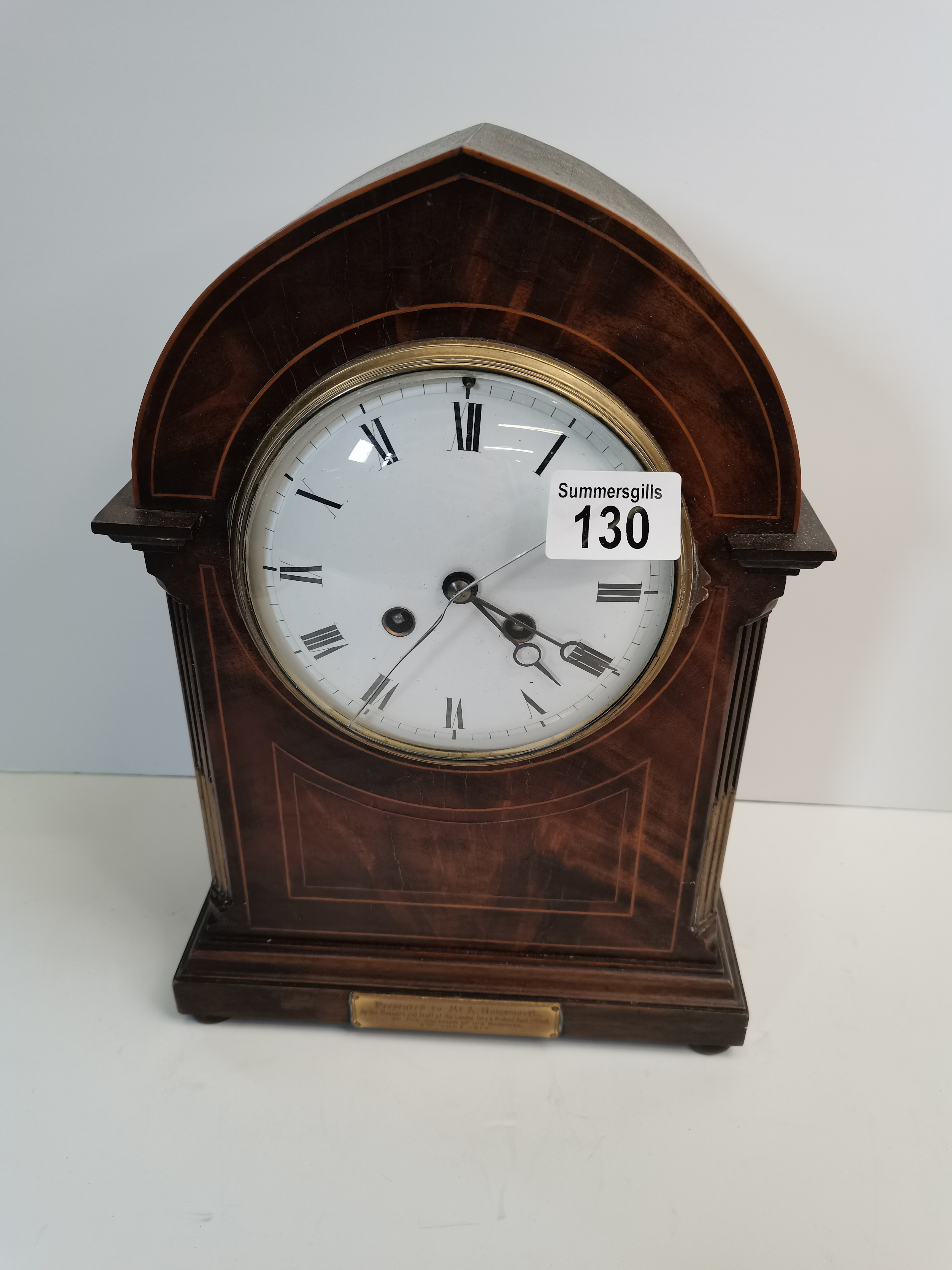 Edwardian mahogany Mantel Clock - D/D to face