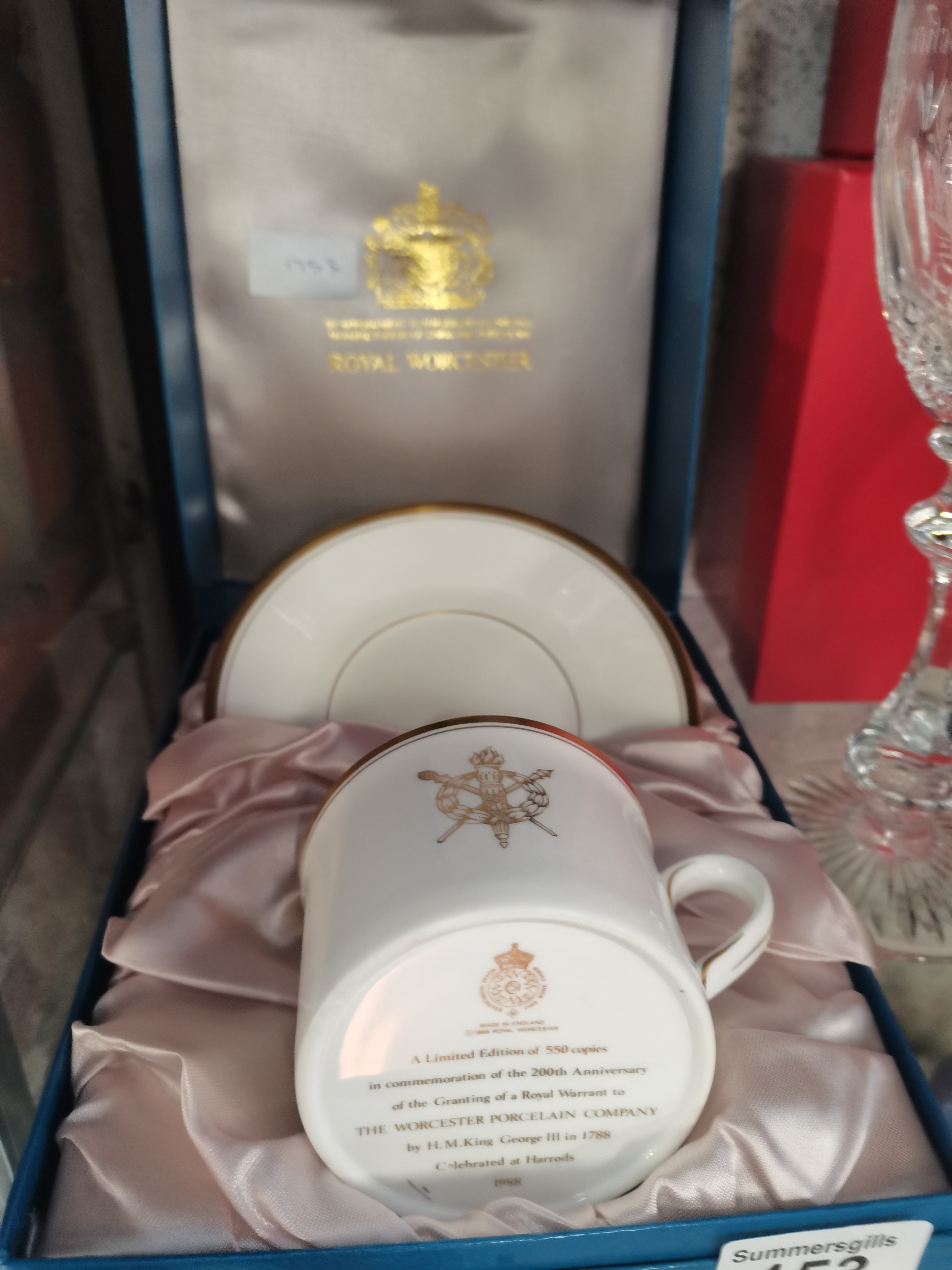 Royal Worcester cup and saucer in box