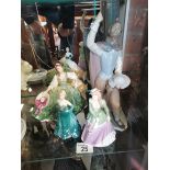 x3 Coalport ladies and lladro figure (a/f)