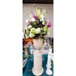 Resin plinth and vase with large floral display
