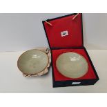 A pair of celadon plated shallow bowls possibly So