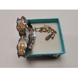 Silver bracelet with 18ct gold pieces and silver n