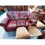 2 seater red leather sofa