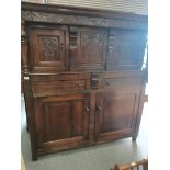 Antique carved oak court cupboard W165cm x H184cm