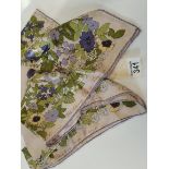 Vintage Cornelia James silk scarf English wild flowers pattern hand rolled hem