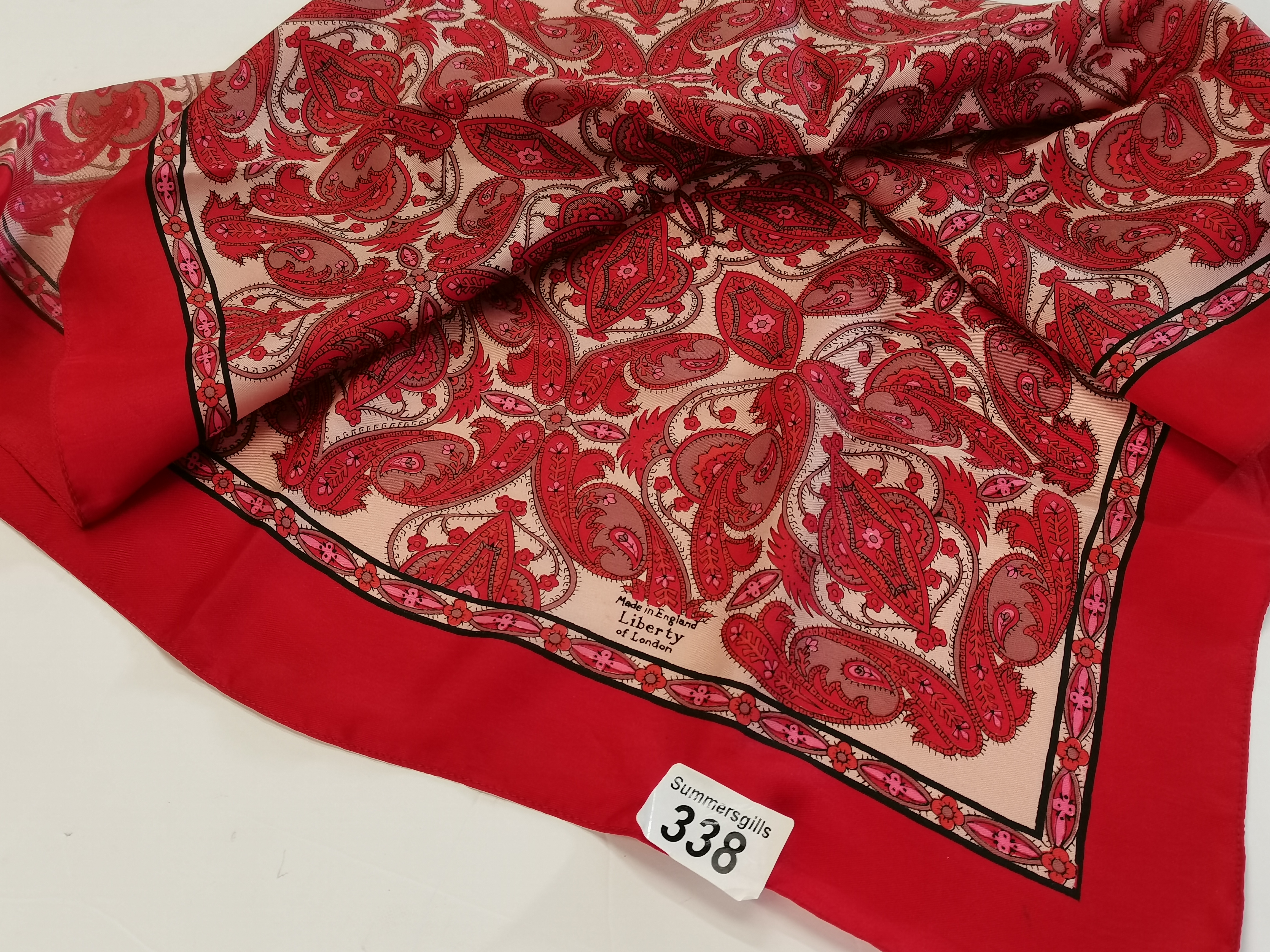 Liberty of London Silk Scarf red Paisley pattern 57cm x 57cm
