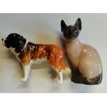 Royal Copenhagen siamese cat and Beswick St Bernar