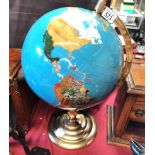 Large globe on brass stand
