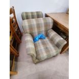 x2 tweed armchairs (a/f)