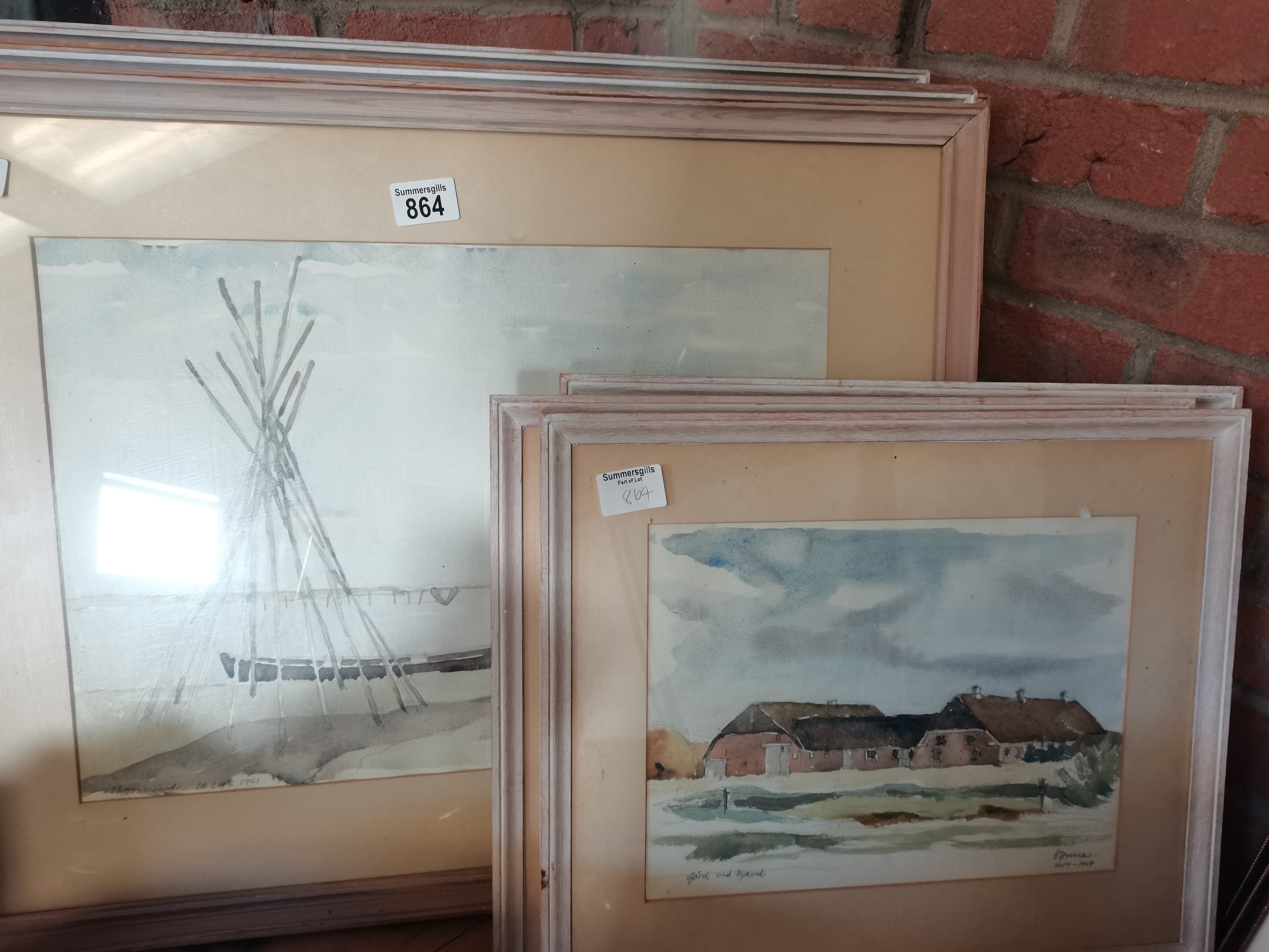 8 Various watercolours In Frames