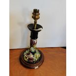 Moorcroft table lamp with wooden base