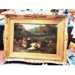 Gold Gilt framed Oil on Canvas signed Seal Hickin