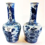 X2 Blue and White Delft vases - Slight chips on rim H25cm