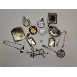 Silver items incl pocket watches, Vesta cases napk