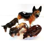 x4 Melbourne Figurines - Donkey, Lion, Bear and Alsatian dog. Excellent condition