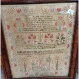 Framed Antique Sampler "Sarah Breyshaw's Work aged