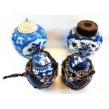x4 Blue and white Chinese ginger jars. good condition