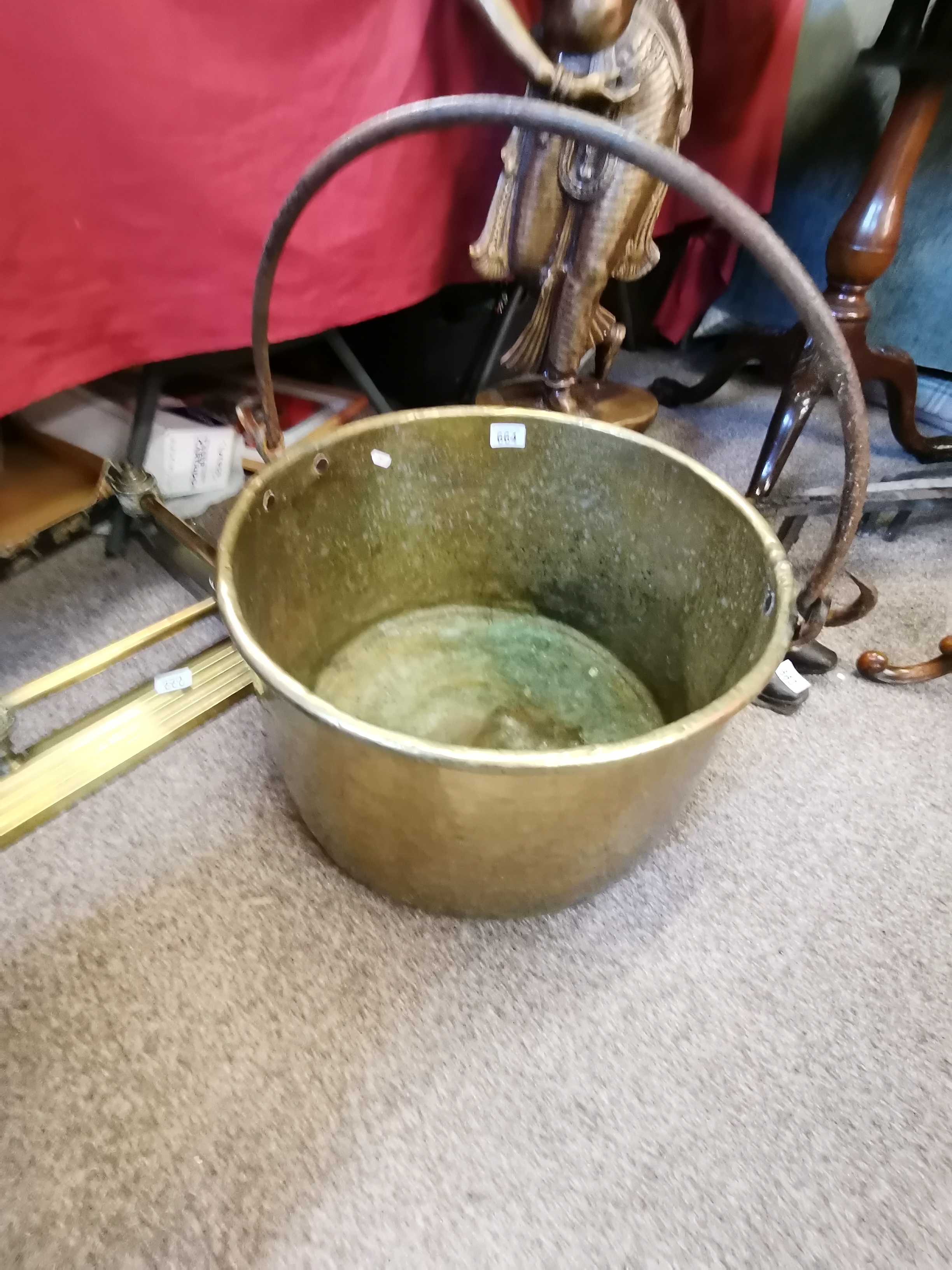 A large brass pan 45cm x 30cm