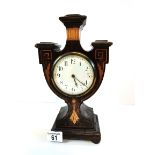 Wood inlaid mantle clock