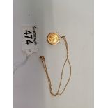 1913 HALF Gold Sovereign 8g on gold chain