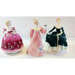 X2 Coalport ladies and one Royal Doulton lady Janine. All in good condition