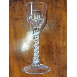 Antique wine glass with opaque twist stem