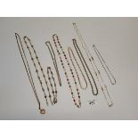 9 x Gold plated necklaces