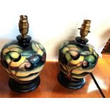 Pair of Moorcroft squat lamps in excellent conditi