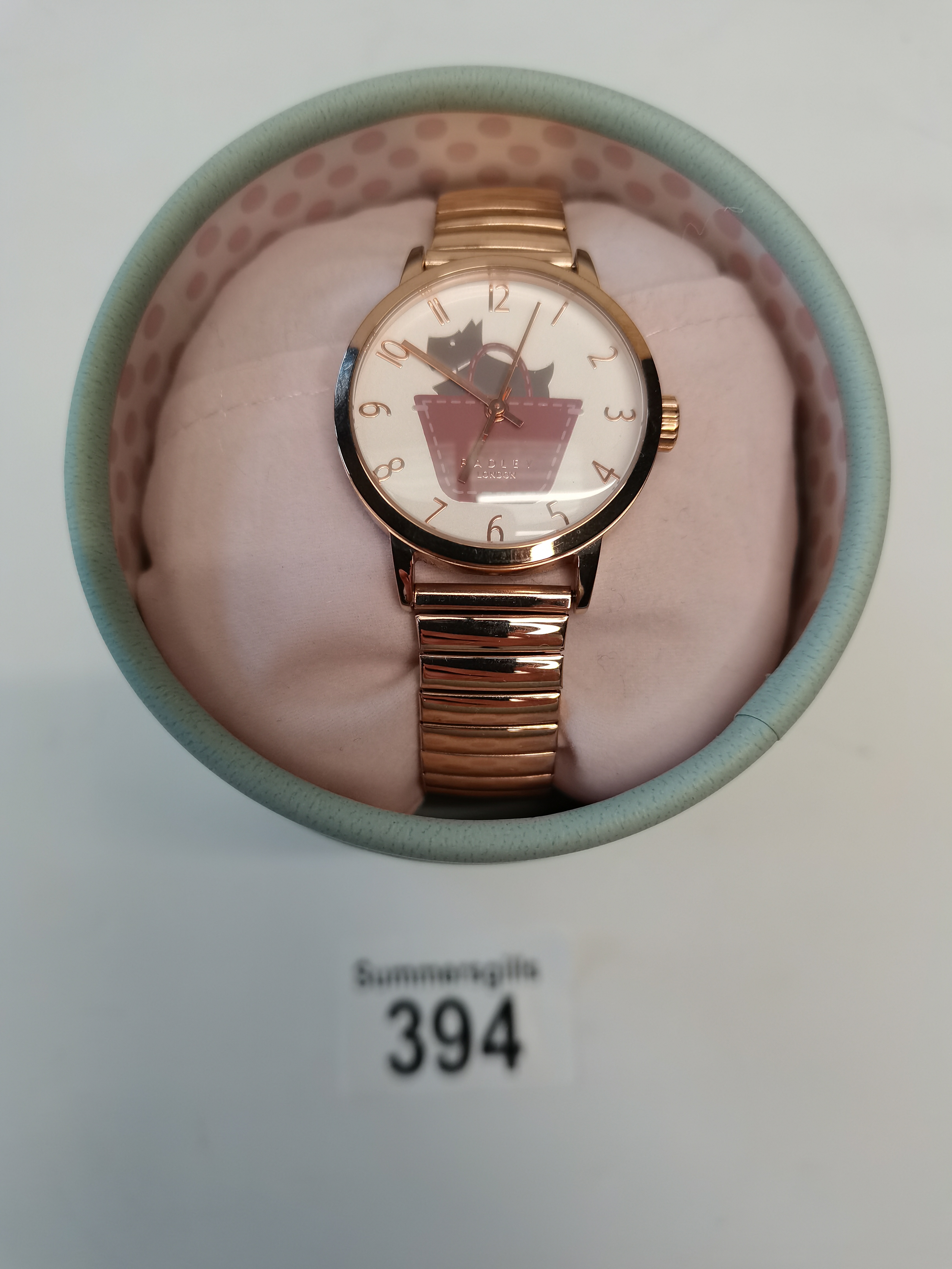 Radley ladies dog dial watch from jumping dog collection. As new inn case and box