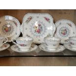 Shelley Brochet 13303 tea set. |X6 cups, saucers, side plates, cake pate, sugar bowl and milk jug.