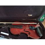 Violin and bow in case (A/F)