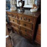 Antique oak chest of 2 over 3 drawers. Brass key plates. W 101 cm H 100 cm