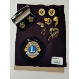 A Collection of Lions Items incl Cuff links, badges etc