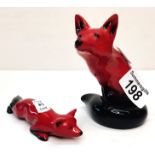 x2 Royal Doulton Flambe foxes