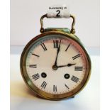 Round Brass Mantel clock with key D11cm